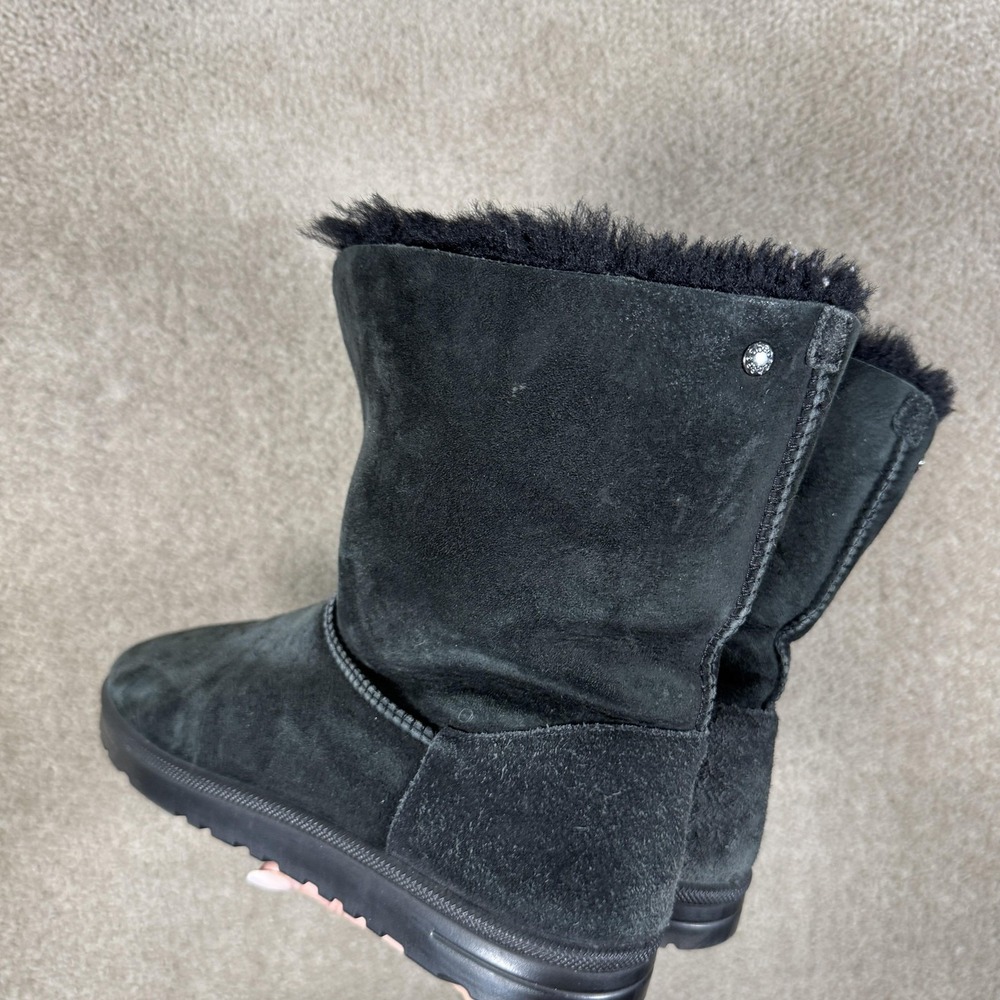Abeo Black Boots Womens‎ Size 10 Sheepskin Suede Shearling Lined Mid Calf Winter - Picture 7 of 9